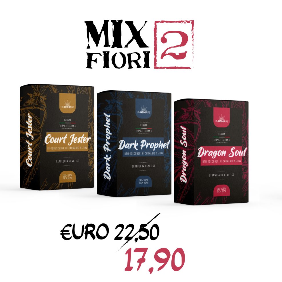 Mix 2 fiori: Harlequin 1g, Bluberry 1g, Strawberry 1g