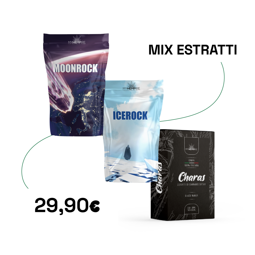 Mix Estratti: moonrock 1g, icerock 1g, charas 3g Hash Legale